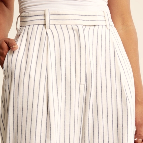 Abercrombie & Fitch Women's Harper Tailored Linen pinstriped Pant size 29 8 - Picture 3 of 16